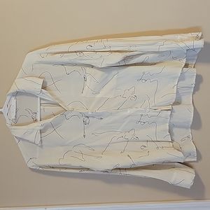 Art silhouette print button down